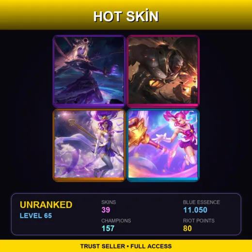 VN | Dark Cosmic Lux | High Noon Sion | Star Guardian Janna | Star Guardian Lux | 39 Skin | 157 Champ | Lv65
