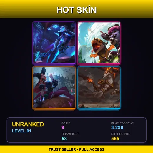 BR | PROJECT: Ashe | Dragon Trainer Tristana | Bewitching Miss Fortune | Ashen Lord Aurelion Sol | 9 Skin | 58 Champ | Lv91 — Dragon Trainer Tristana