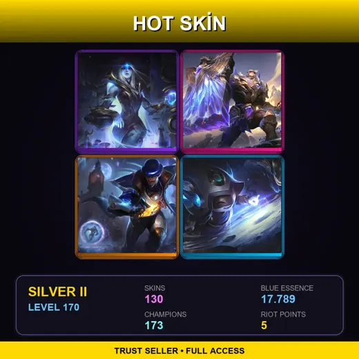 SG | Cosmic Queen Ashe | Victorious Braum | Pulsefire Twisted Fate | Cosmic Enchantress Lulu | 130 Skin | 173 Champ | Silver II | Lv170