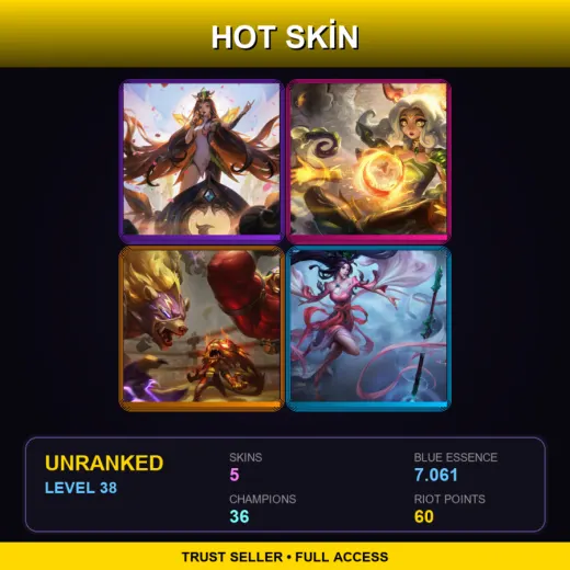 LAN | Graceful Phoenix Seraphine | Shan Hai Scrolls Neeko | El Macho Mundo | Sacred Sword Janna | 5 Skin | 36 Champ | Lv38