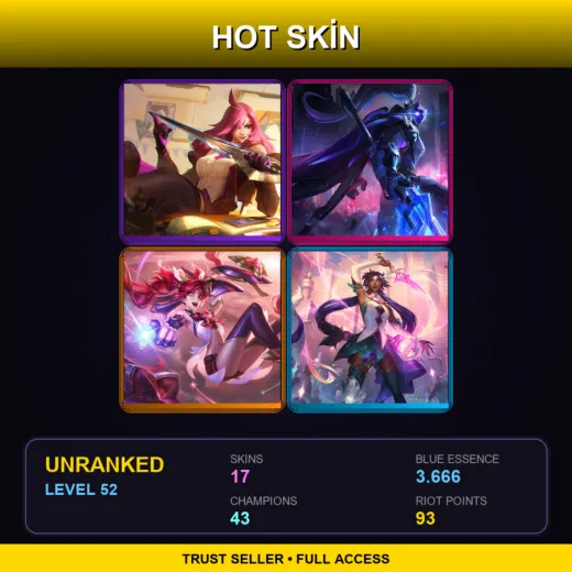 RU | Battle Academia Katarina | PROJECT: Jax | Star Guardian Jinx | Star Guardian Nilah | 17 Skin | 43 Champ | Lv52