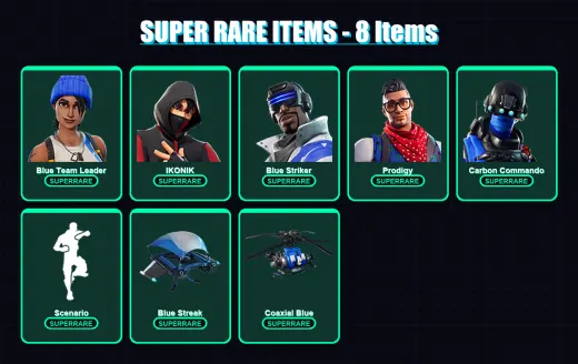 [PS4/PS5/PC] | Blue Team Leader | IKONIK | Blue Striker | Prodigy | Carbon Commando | 19 skin | 9 pickaxe | 21 emote | 12 glider | Lv156