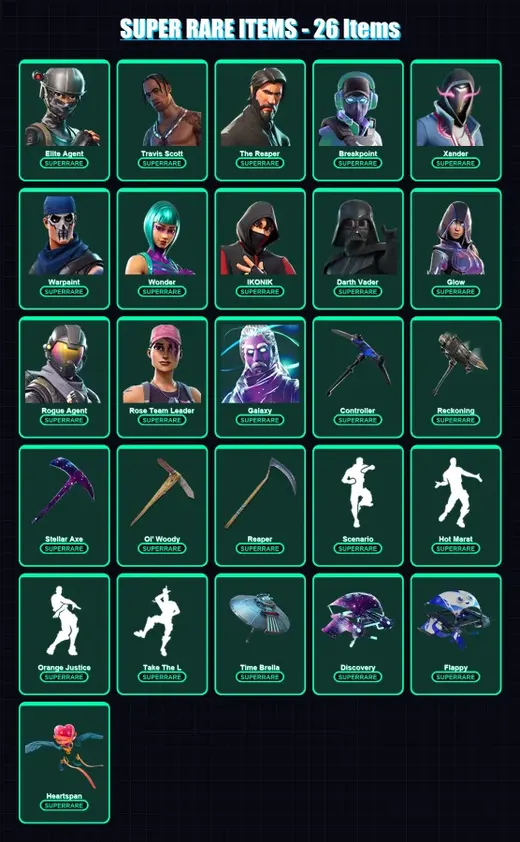 [PS4/PS5/XBOX/PC] | Elite Agent | Travis Scott | The Reaper | Breakpoint | Xander | 310 skin | 273 pickaxe | 260 emote | 225 glider | Lv3574