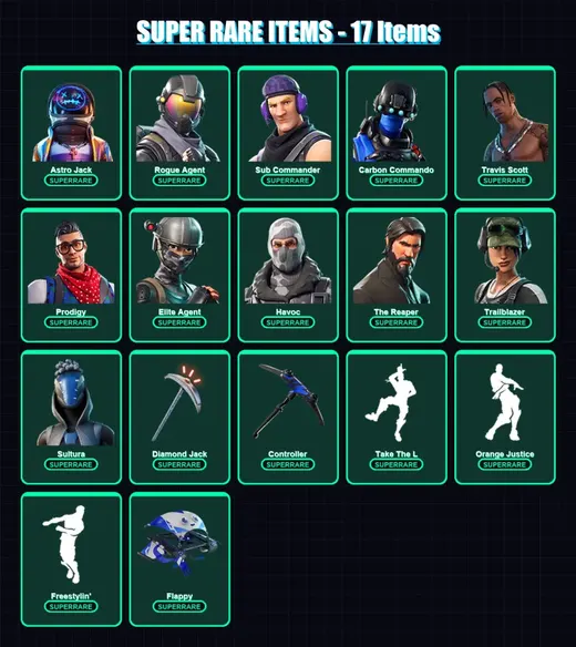 [PS4/PS5/XBOX/PC] | Astro Jack | Rogue Agent | Sub Commander | Carbon Commando | Travis Scott | 69 skin | 55 pickaxe | 67 emote | 54 glider | Lv699