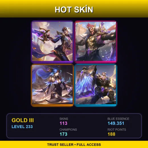 EUW | Victorious Fiora | Victorious Draven | Victorious Sona | Victorious Braum | 113 Skin | 173 Champ | Gold III | Lv233