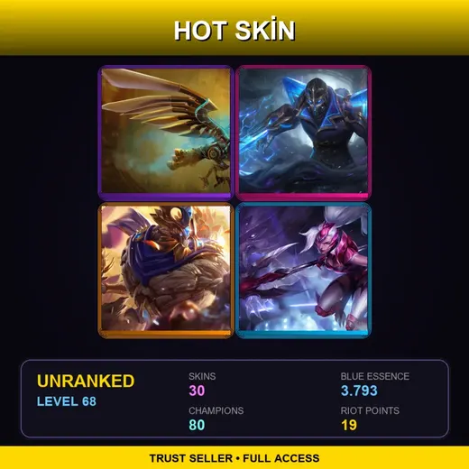 VN | Hextech Anivia | Hextech Kassadin | Victorious Maokai | Challenger Nidalee | 30 Skin | 80 Champ | Lv68