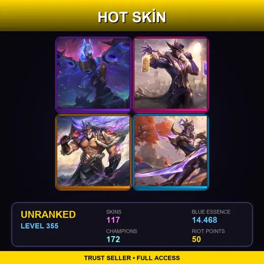 LAN | Victorious Twisted Fate | Victorious Tryndamere | Victorious Master Yi | Victorious Draven | 117 Skin | 172 Champ | Lv355 — LoL account