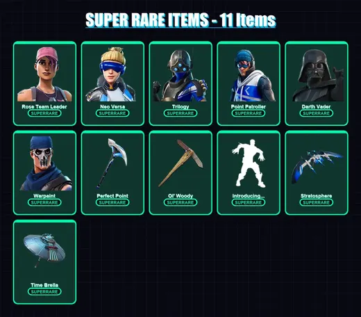 [PC/XBOX] | Rose Team Leader | Neo Versa | Trilogy | Point Patroller | Darth Vader | 81 skin | 141 pickaxe | 123 emote | 114 glider | Lv1732