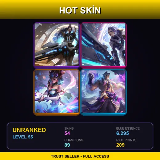 NA | Pulsefire Caitlyn | Pulsefire Riven | Spirit Blossom Evelynn | Spirit Blossom Sett | 54 Skin | 89 Champ | Lv55