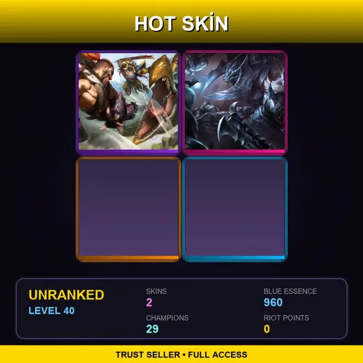 LAN | Beast Hunter Tryndamere | Marauder Alistar | 2 Skin | 29 Champ | Lv40 — Beast Hunter Tryndamere