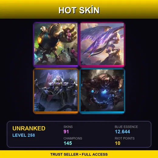 TR | Victorious Blitzcrank | Victorious Anivia | Victorious Sejuani | Hextech Galio | 91 Skin | 145 Champ | Lv258