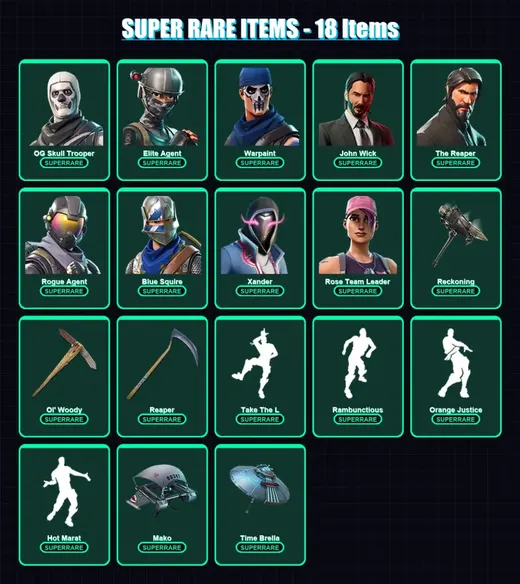 [PC/PSN] | OG Skull Trooper | Elite Agent | Warpaint | John Wick | The Reaper | 258 skin | 246 pickaxe | 247 emote | 203 glider | Lv2517