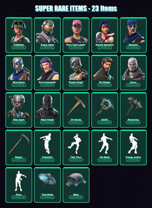 [PS4/PS5/PC] | Trailblazer | Rogue Agent | Rose Team Leader | Sparkle Specialist | Warpaint | 146 skin | 123 pickaxe | 96 emote | 100 glider | Lv123
