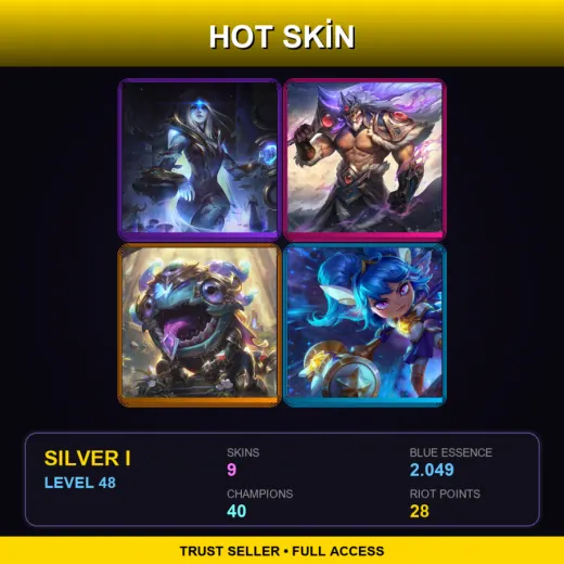 EUW | Cosmic Queen Ashe | Victorious Tryndamere | Victorious Kog'Maw | Star Guardian Poppy | 9 Skin | 40 Champ | Silver I | Lv48