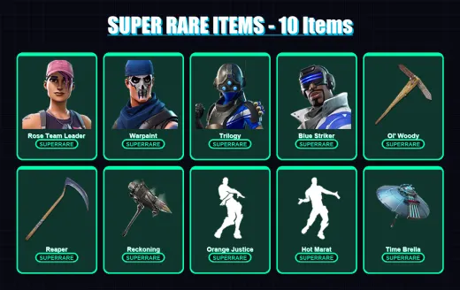 [PC/XBOX/PSN] | Rose Team Leader | Warpaint | Trilogy | Blue Striker | Carbide | 76 skin | 125 pickaxe | 107 emote | 120 glider | Lv1659