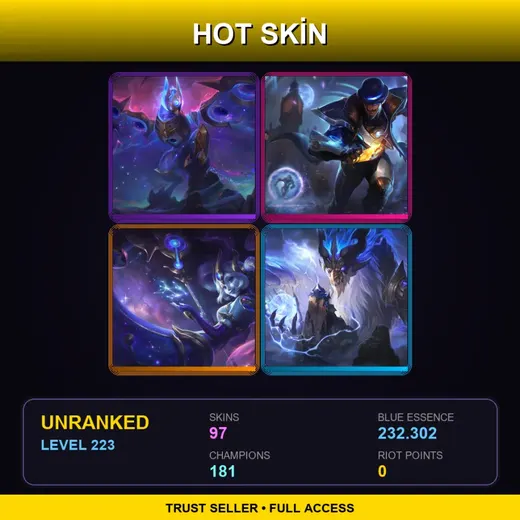 SG | Spirit Blossom Master Yi | Pulsefire Twisted Fate | Spirit Blossom Thresh | Spirit Blossom Sett | 97 Skin | 181 Champ | Lv223