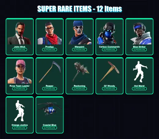 [PS4/PS5/XBOX/PC] | John Wick | Prodigy | Warpaint | Carbon Commando | Blue Striker | 123 skin | 209 pickaxe | 188 emote | 176 glider | Lv3888