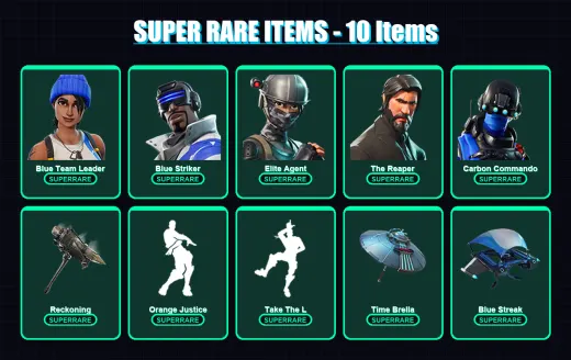 [PS4/PS5/XBOX/PC] | Blue Team Leader | Blue Striker | Elite Agent | The Reaper | Carbon Commando | 30 skin | 19 pickaxe | 30 emote | 29 glider | Lv5