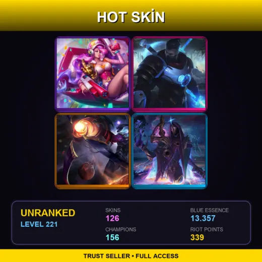 EUW | Arcade Miss Fortune | Pulsefire Shen | Dark Star Varus | Dark Cosmic Jhin | 126 Skin | 156 Champ | Lv221