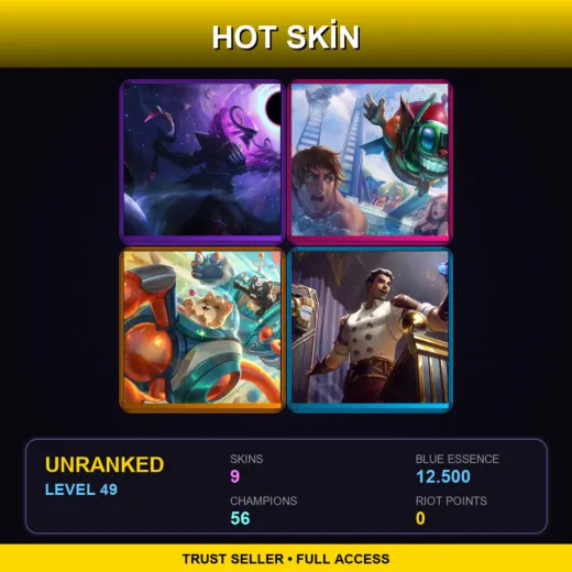 NA | Dark Star Thresh | Pool Party Ziggs | Space Groove Blitz & Crank | Arcane Inventor Jayce | 9 Skin | 56 Champ | Lv49