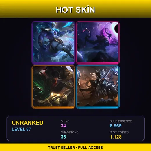 LAN | Cosmic Charger Hecarim | High Noon Viktor | PROJECT: Vi | Dark Star Thresh | 34 Skin | 36 Champ | Lv87