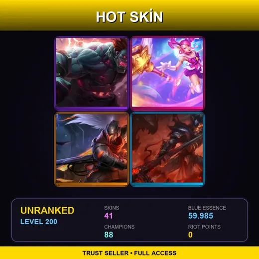 BR | Hextech Sion | Star Guardian Lux | PROJECT: Yasuo | Dragonslayer Xin Zhao | 41 Skin | 88 Champ | Lv200