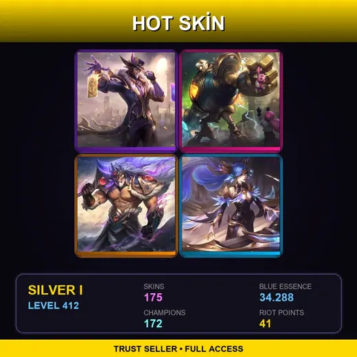 EUNE | Victorious Twisted Fate | Victorious Blitzcrank | Victorious Tryndamere | Victorious Sona | 175 Skin | 172 Champ | Silver I | Lv412
