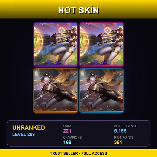 EUW | Prestige PROJECT: Irelia (2022) | Prestige Arcade Caitlyn (2022) | Victorious Blitzcrank | 221 Skin | 169 Champ | Lv269