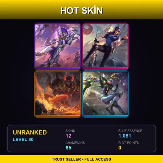 SG | Star Guardian Rell | Officer Caitlyn | Infernal Mordekaiser | Battle Bunny Prime Riven | 12 Skin | 65 Champ | Lv80