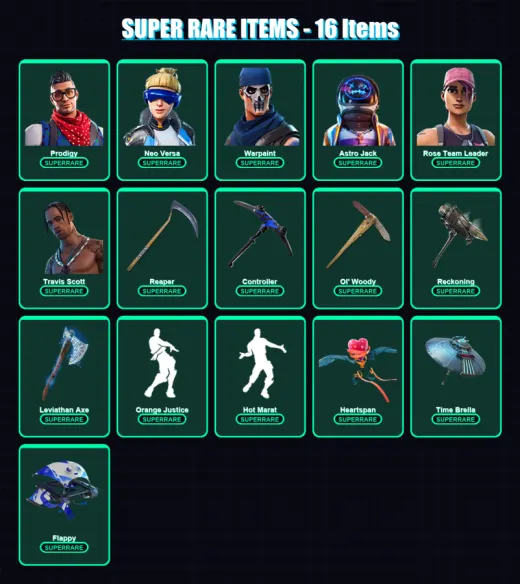 [PC/XBOX/PSN] | Prodigy | Neo Versa | Warpaint | Astro Jack | Rose Team Leader | 235 skin | 240 pickaxe | 210 emote | 186 glider | Lv2755 — Game account