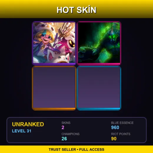 TR | Furyhorn Cosplay Veigar | Shamrock Malphite | 2 Skin | 26 Champ | Lv31