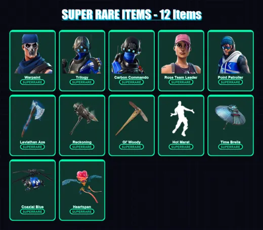 [PC/XBOX] | Warpaint | Trilogy | Carbon Commando | Rose Team Leader | Point Patroller | 102 skin | 113 pickaxe | 107 emote | 115 glider | Lv1329
