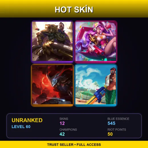 TR | Victorious Graves | Arcade Miss Fortune | Blood Moon Yasuo | Pool Party Graves | 12 Skin | 42 Champ | Lv60