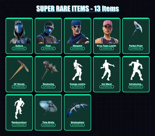 [PC] | Sultura | Fixer | Warpaint | Rose Team Leader | Calamity | 197 skin | 223 pickaxe | 182 emote | 176 glider | Lv2058