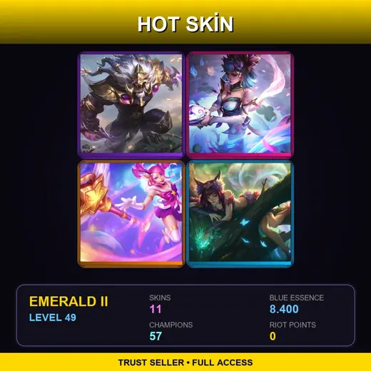 EUW | Victorious Rengar | Spirit Blossom Evelynn | Star Guardian Lux | Elderwood Ahri | 11 Skin | 57 Champ | Emerald II | Lv49