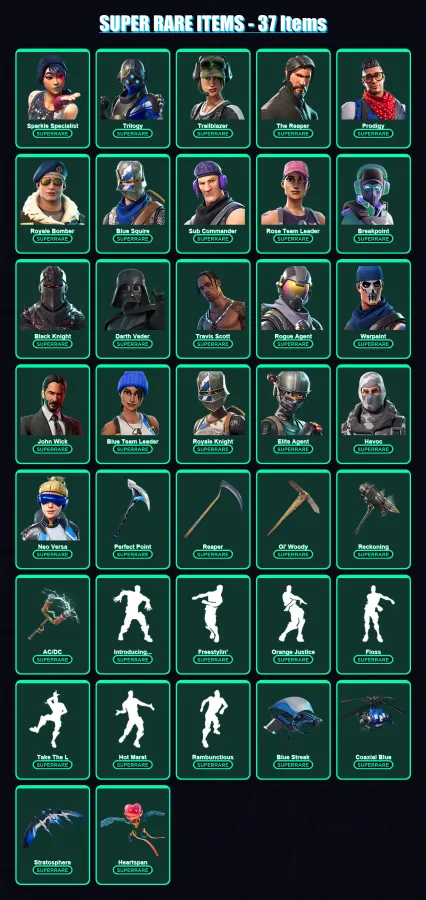 [PS4/PS5/XBOX/PC] | Sparkle Specialist | Trilogy | Trailblazer | The Reaper | Prodigy | 268 skin | 271 pickaxe | 248 emote | 244 glider | Lv3486