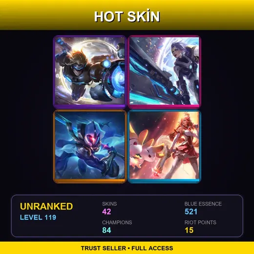 EUNE | Pulsefire Ezreal | Pulsefire Riven | Cosmic Blade Master Yi | Star Guardian Miss Fortune | 42 Skin | 84 Champ | Lv119