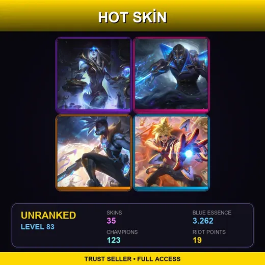 VN | Hextech Kassadin | Battle Academia Ezreal | Pulsefire Ekko | Cosmic Queen Ashe | 35 Skin | 123 Champ | Lv83 — Super Galaxy Elise