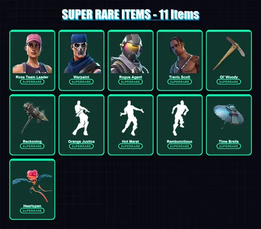[PC] | Rose Team Leader | Warpaint | Rogue Agent | Travis Scott | Calamity | 163 skin | 117 pickaxe | 112 emote | 116 glider | Lv1184