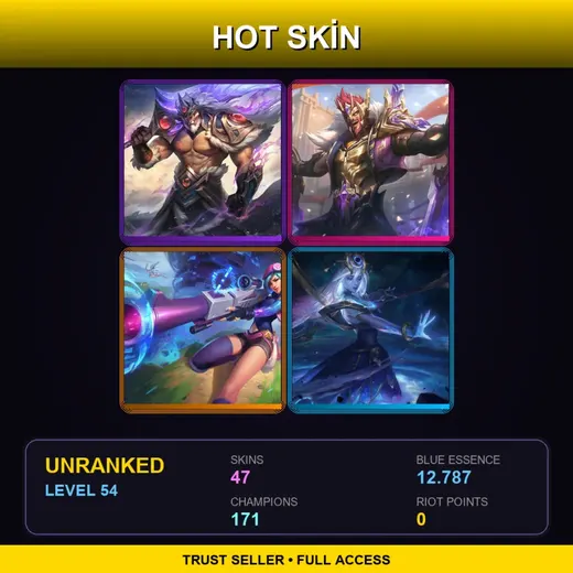 VN | Victorious Tryndamere | Victorious Draven | Arcade Caitlyn | Cosmic Lux | 47 Skin | 171 Champ | Lv54