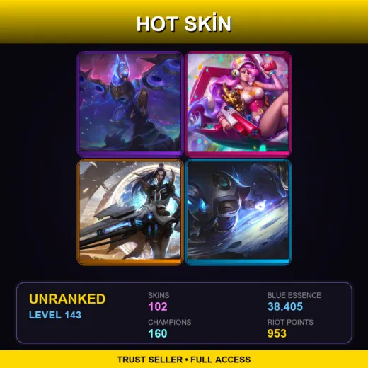 LAN | Cosmic Flight Anivia | Arcade Miss Fortune | Pulsefire Caitlyn | Cosmic Enchantress Lulu | 102 Skin | 160 Champ | Lv143