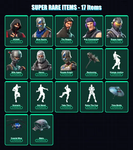 [PC/XBOX/PSN] | IKONIK | Blue Squire | The Reaper | Sub Commander | Rogue Agent | 77 skin | 83 pickaxe | 109 emote | 104 glider | Lv1818