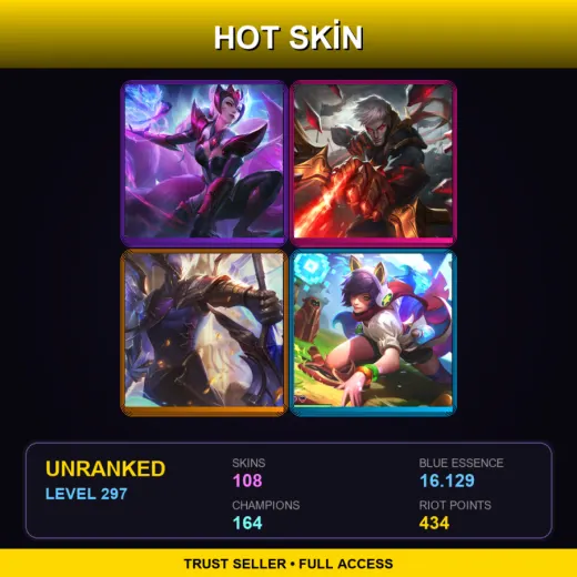 VN | Challenger Ahri | Conqueror Varus | Victorious Aatrox | Arcade Ahri | 108 Skin | 164 Champ | Lv297