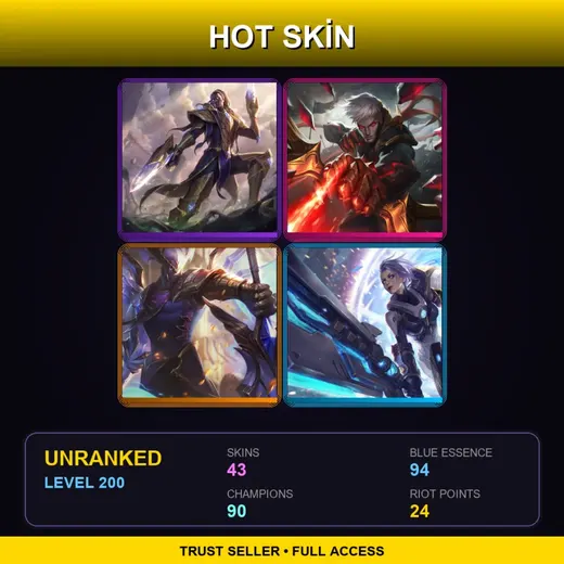 VN | Victorious Lucian | Conqueror Varus | Victorious Aatrox | Star Guardian Miss Fortune | 43 Skin | 90 Champ | Lv200
