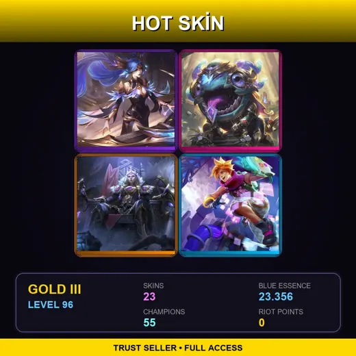 LAS | Victorious Sona | Victorious Kog'Maw | Victorious Sejuani | Arcade Ezreal | 23 Skin | 55 Champ | Gold III | Lv96