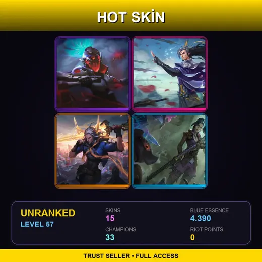 LAS | PROJECT: Akali | Eternal Sword Yi | Lunar Beast Viego | Arcane Enforcer Caitlyn | 15 Skin | 33 Champ | Lv57