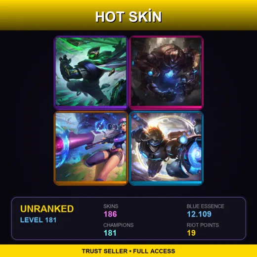 LAS | Conqueror Jax | Hextech Galio | Arcade Caitlyn | Pulsefire Ezreal | 186 Skin | 181 Champ | Lv181