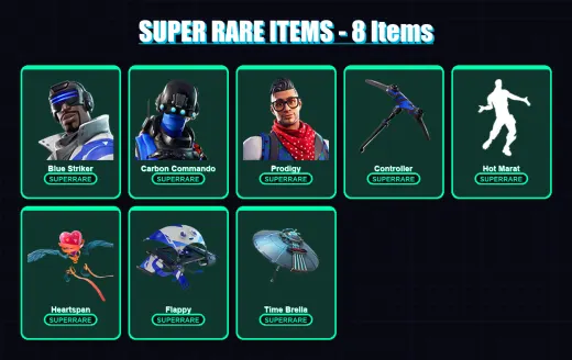 [PS4/PS5/XBOX/PC] | Blue Striker | Carbon Commando | Prodigy | War Machine | Peelverine | 7 skin | 29 pickaxe | 34 emote | 46 glider | Lv759
