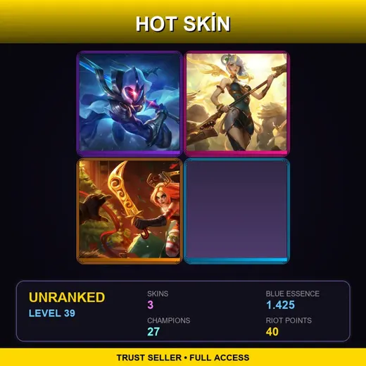 EUW | Cosmic Blade Master Yi | Lunar Empress Lux | Slay Belle Katarina | 3 Skin | 27 Champ | Lv39