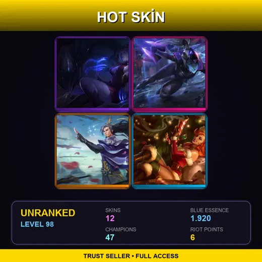 EUNE | Blood Moon Elise | PROJECT: Vayne | Eternal Sword Yi | Candy Cane Miss Fortune | 12 Skin | 47 Champ | Lv98